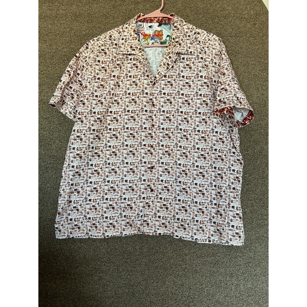 Robert Graham "For The Win" Men's Short‎ Sleeve Button Down XL Browns